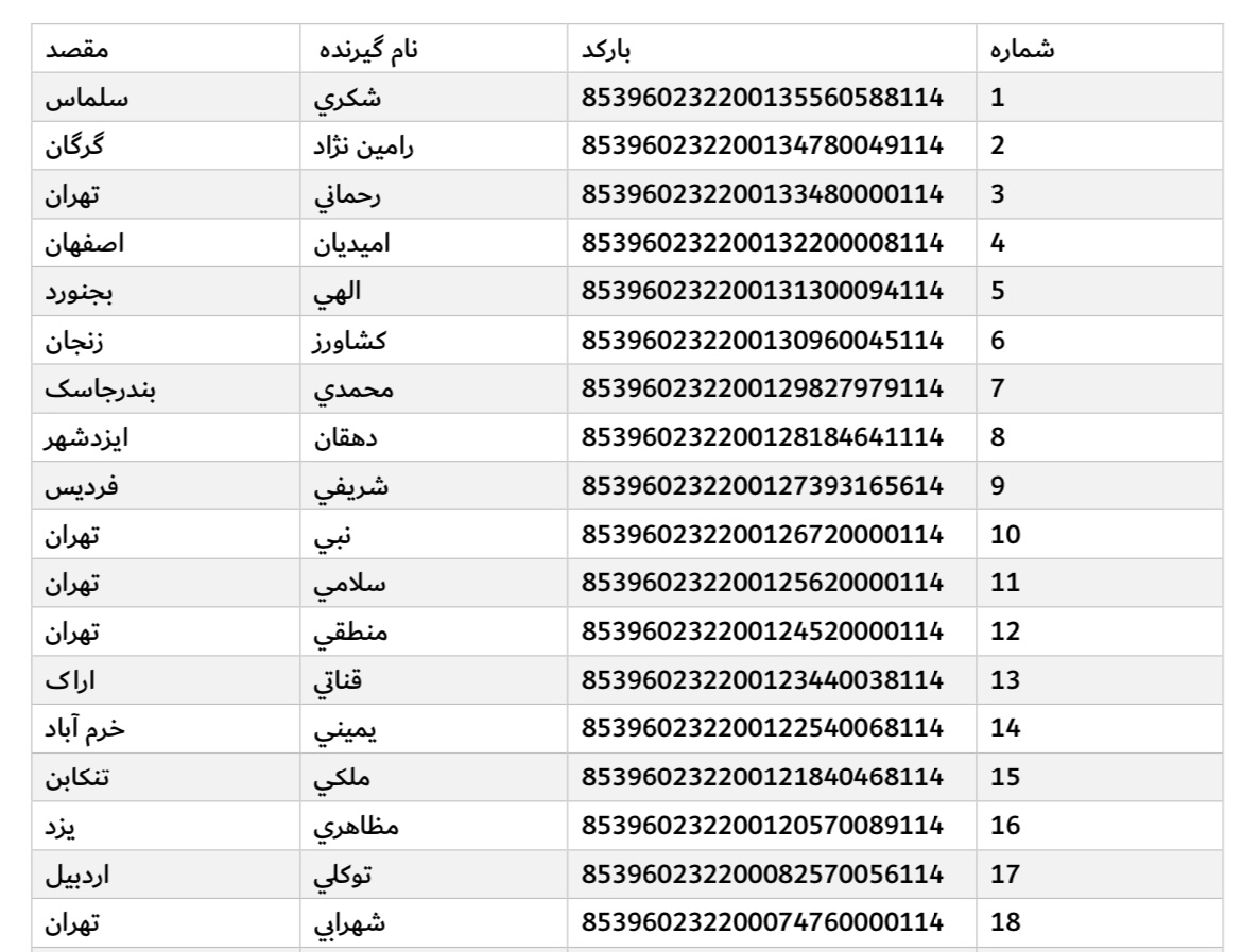 ارسال ۱۶ بهمن